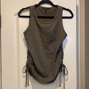 White House Black Market Green Ruched Tank Top